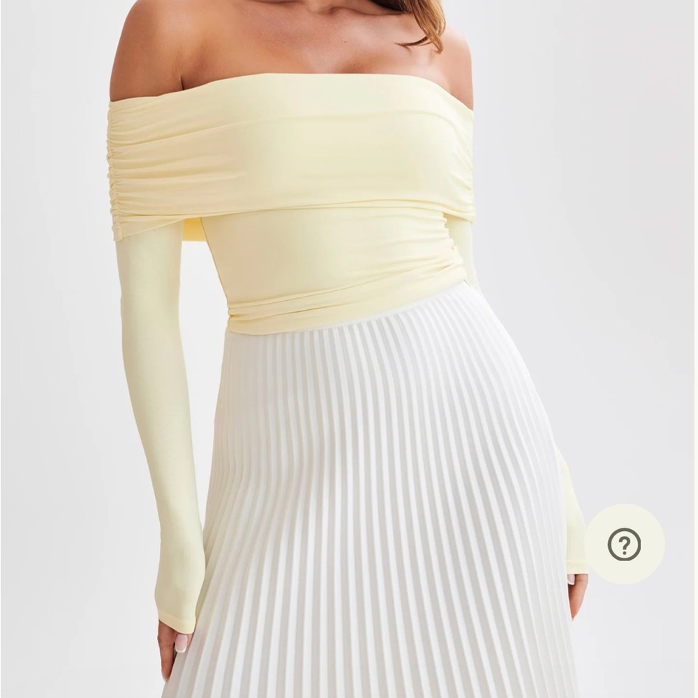 Meshki Lucinda Recycled Nylon Off Shoulder Top - Lemon small